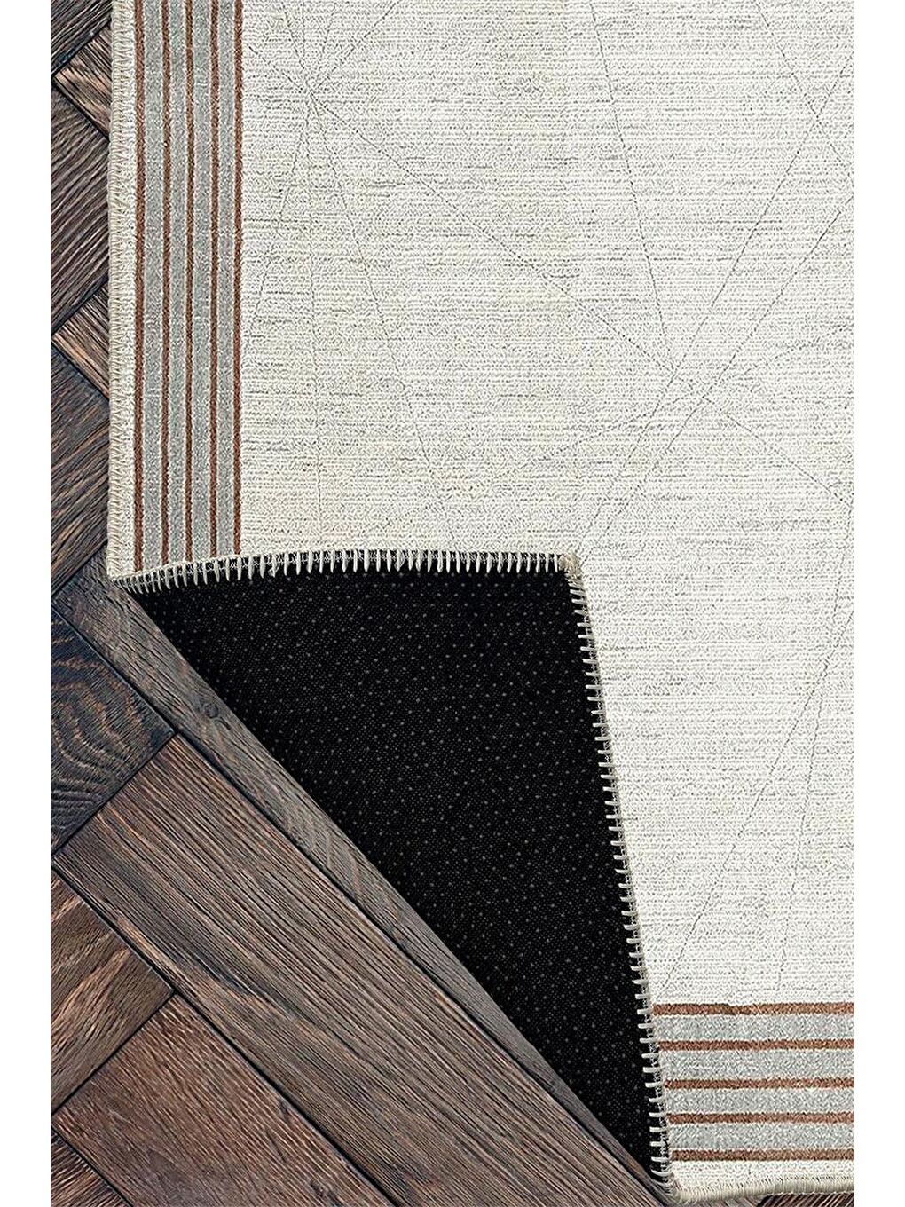 Kahverengi Premium Kalite, Pamuk ve Kaydırmaz Taban, Yıkanabilir, Modern Halı  180 x 280 cm-3