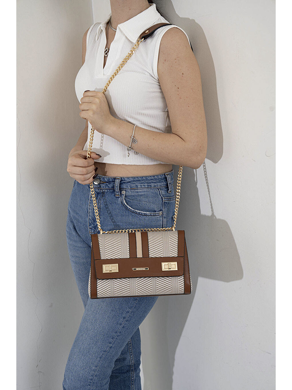 Bej Kadın Çapraz Çanta 1139-44630 SILVER POLO ÇAPRAZ BAYAN ÇANTASI M132 BEJ-MAT TABA