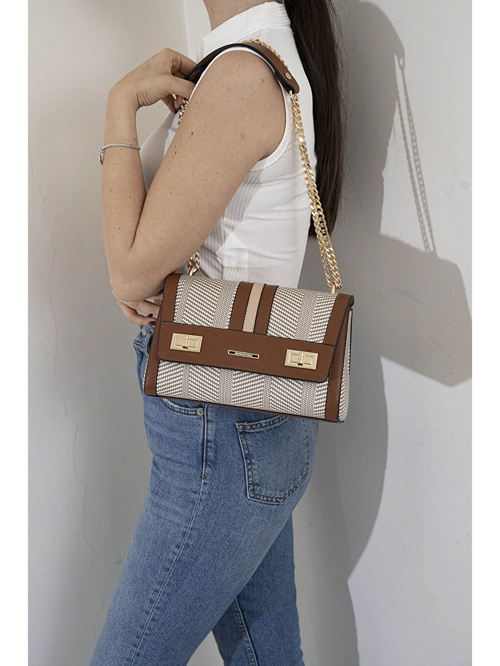 Bej Kadın Çapraz Çanta 1139-44630 SILVER POLO ÇAPRAZ BAYAN ÇANTASI M132 BEJ-MAT TABA-1