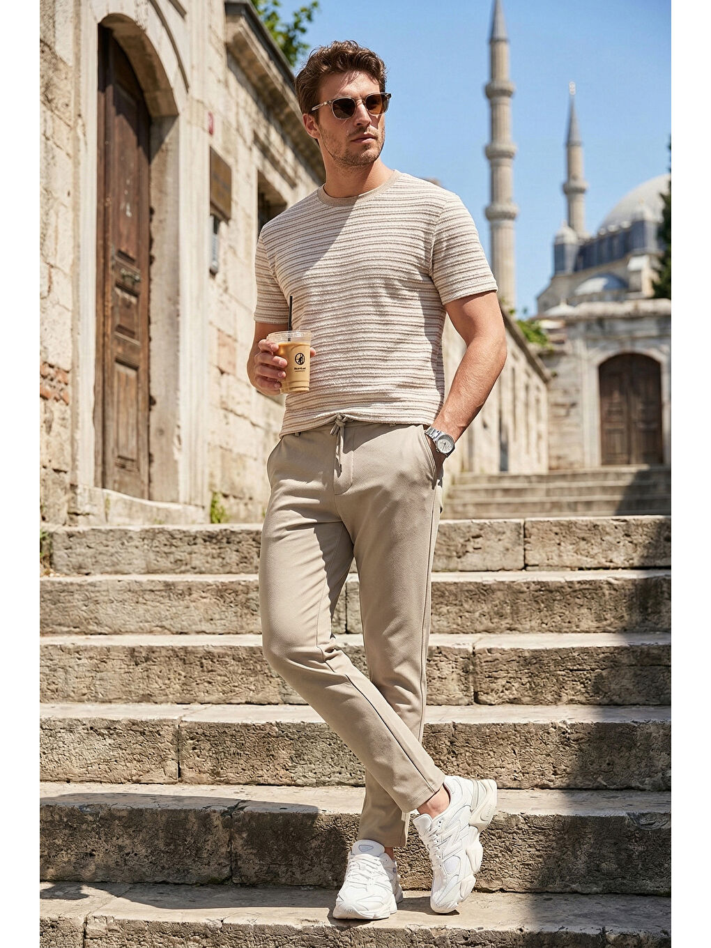 Bej Slim Fit Normal Bel Daralan Paça Pantolon 6843654