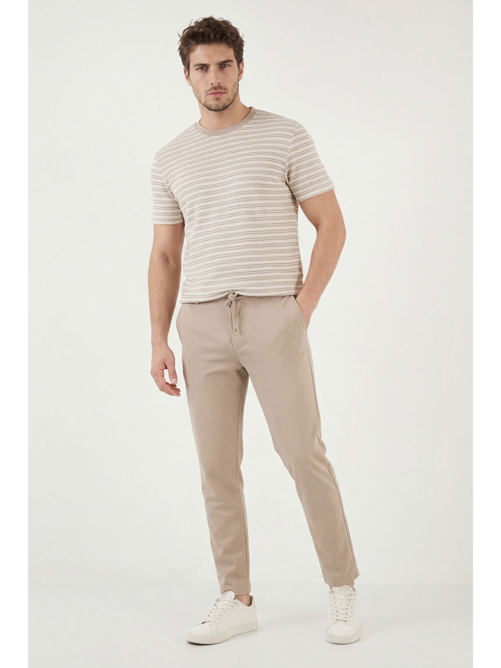 Bej Slim Fit Normal Bel Daralan Paça Pantolon 6843654-2