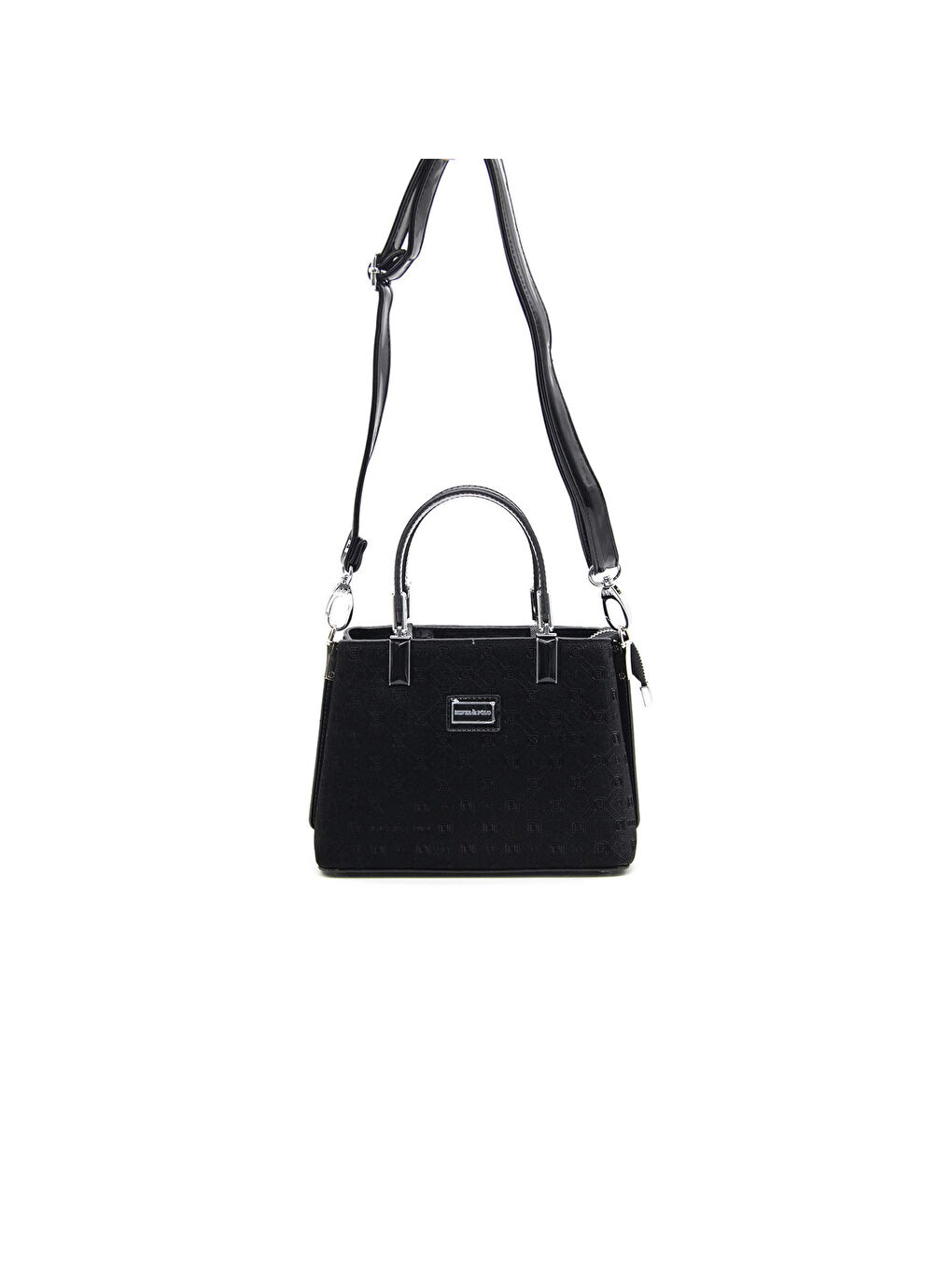 Siyah Kadın Omuz Çantası 987-39777 BAYAN ÇANTASI M158 SİYAH-RUGAN SİYAH-6