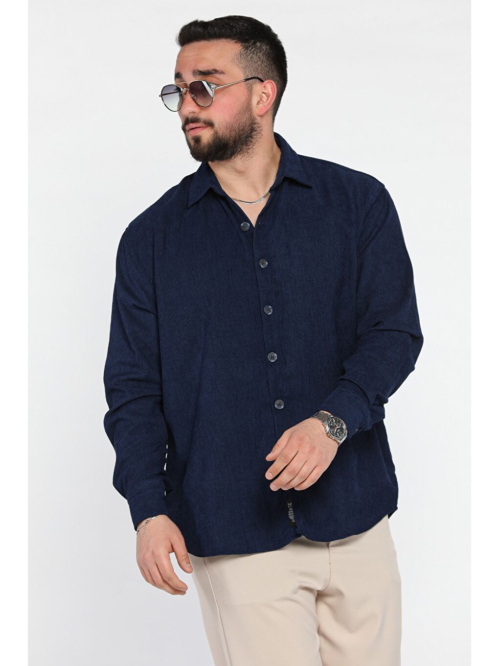 Lacivert Erkek Uzun Kol Gömlek-1