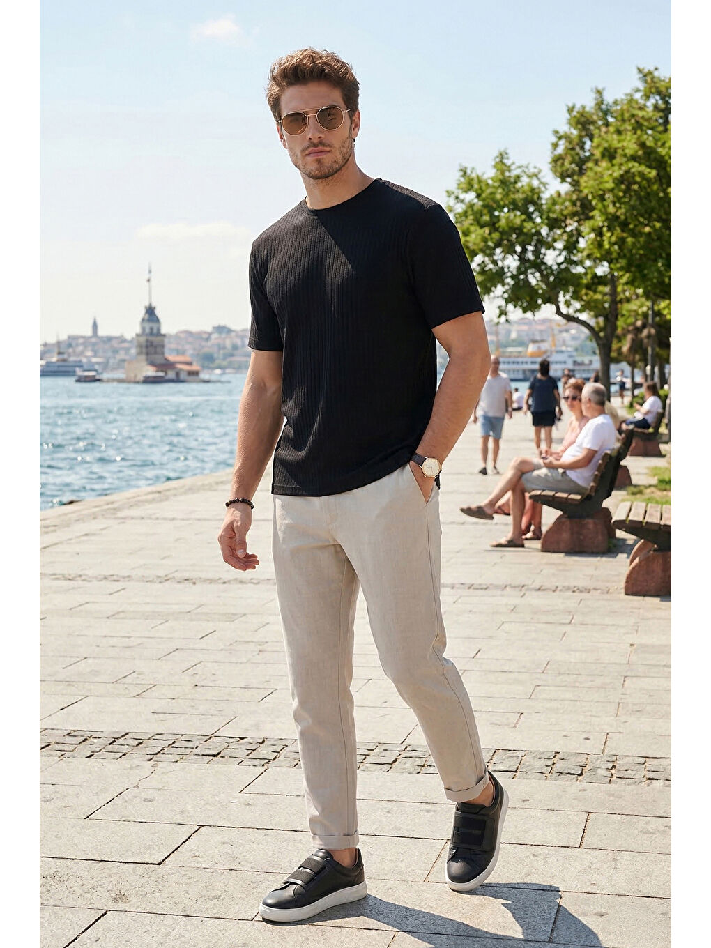 Bej Slim Fit Normal Bel Daralan Paça Pantolon 6843654-1