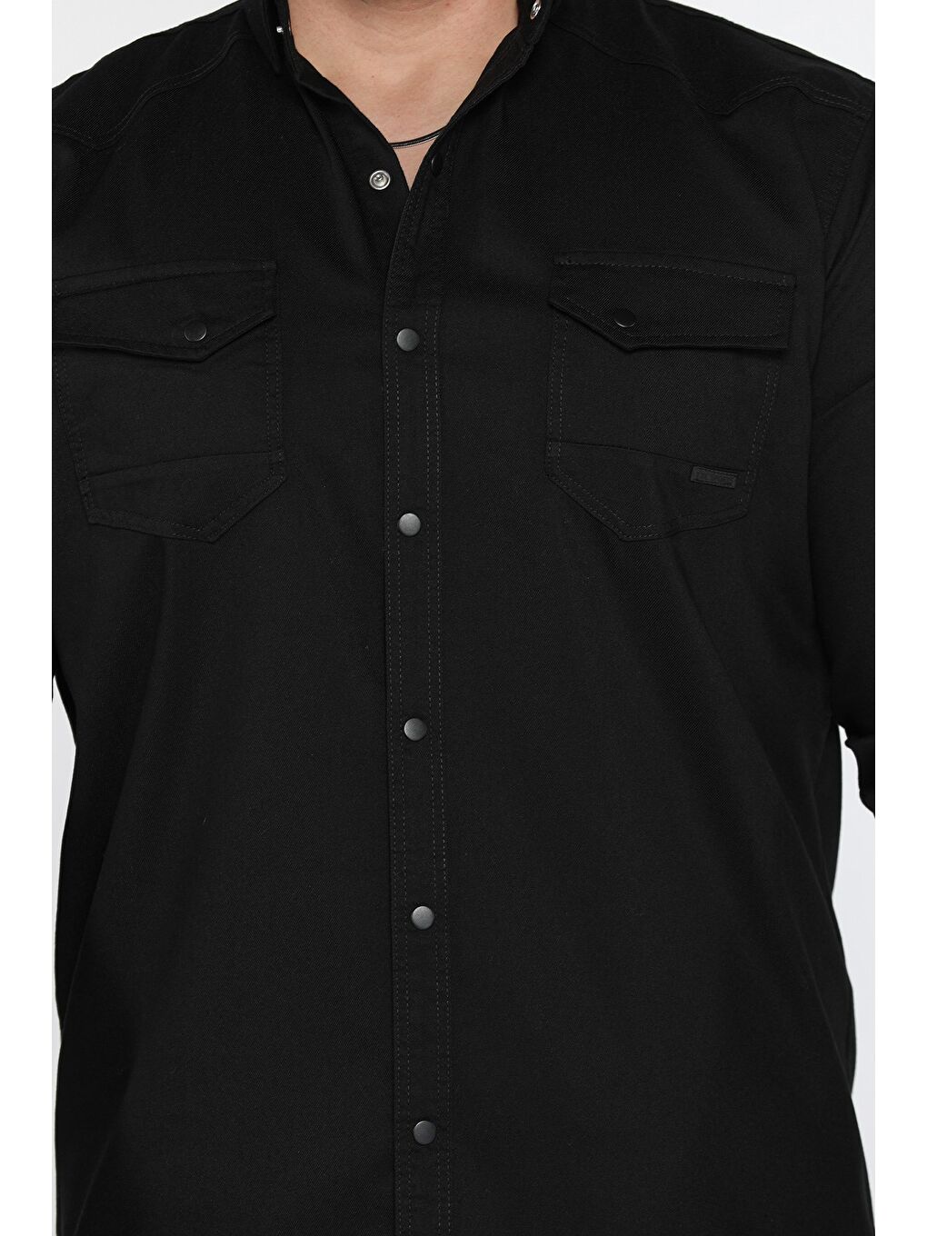 Siyah Erkek Cepli Çıtçıtlı Uzun Kol Gömlek-3