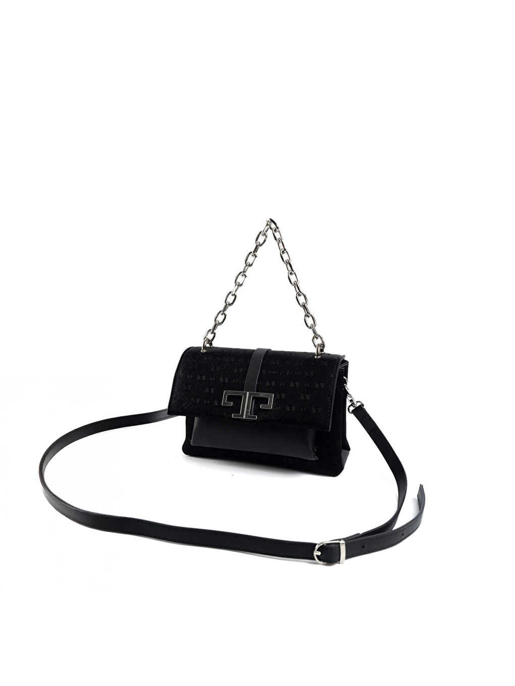 Siyah Kadın Çapraz Çanta 1148-47678 SILVER POLO ÇAPRAZ BAYAN ÇANTASI M158 SİYAH-NOVA SİYAH-4