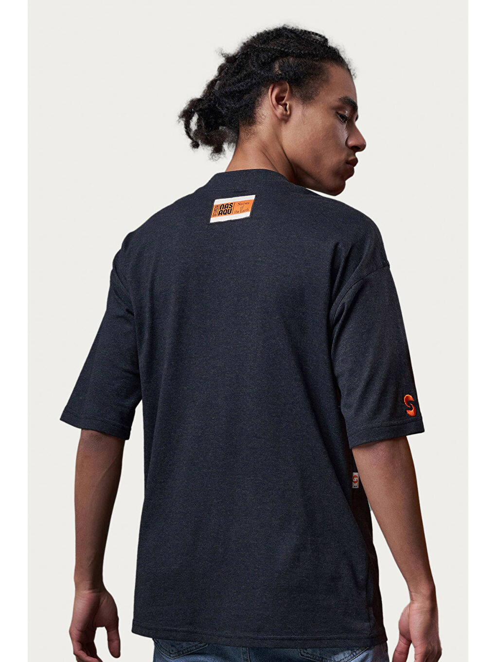 Umisam Unisex Oversize Antrasit Tişört-5