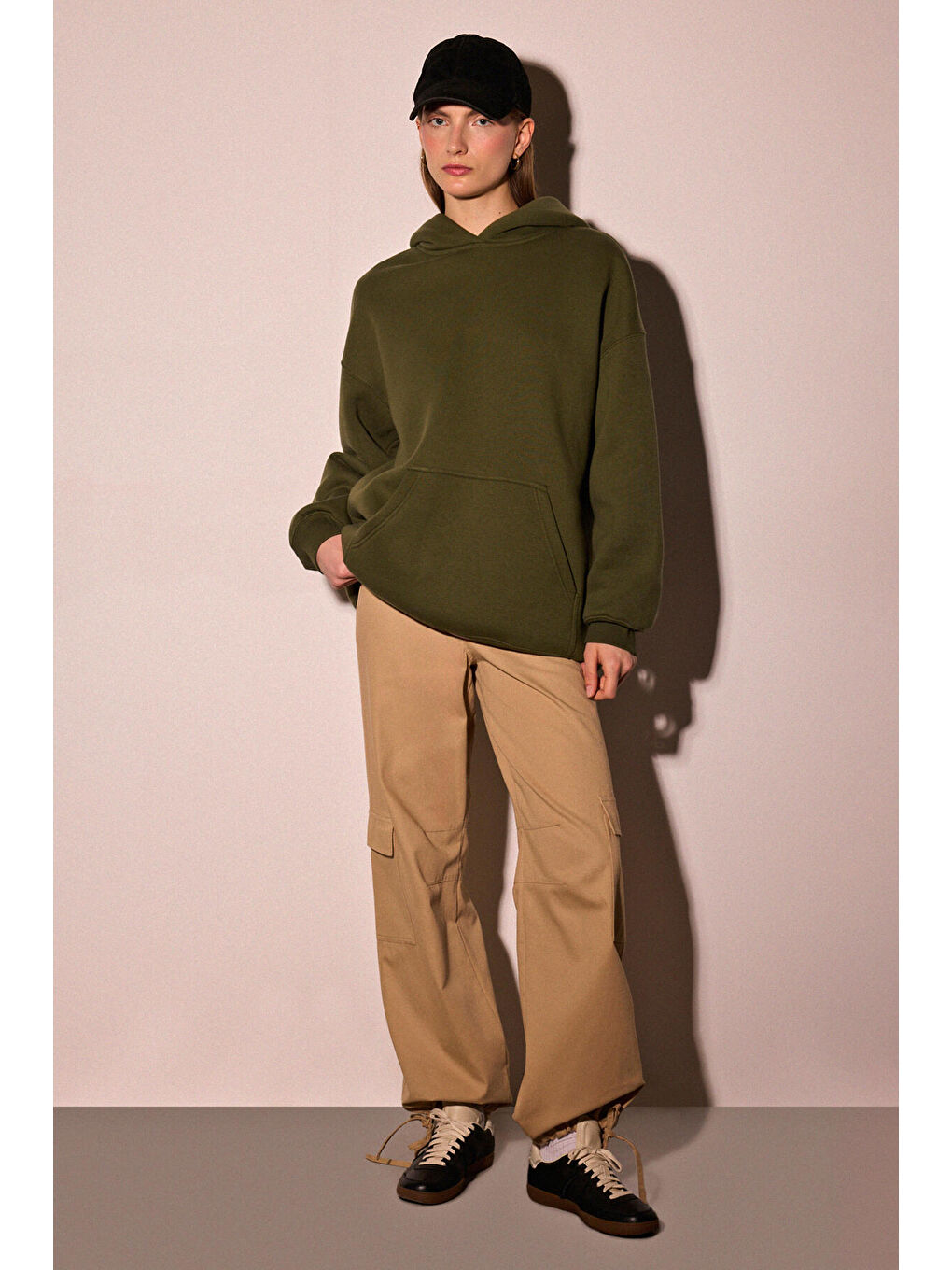 Haki Kapüşonlu Sweatshırt-1