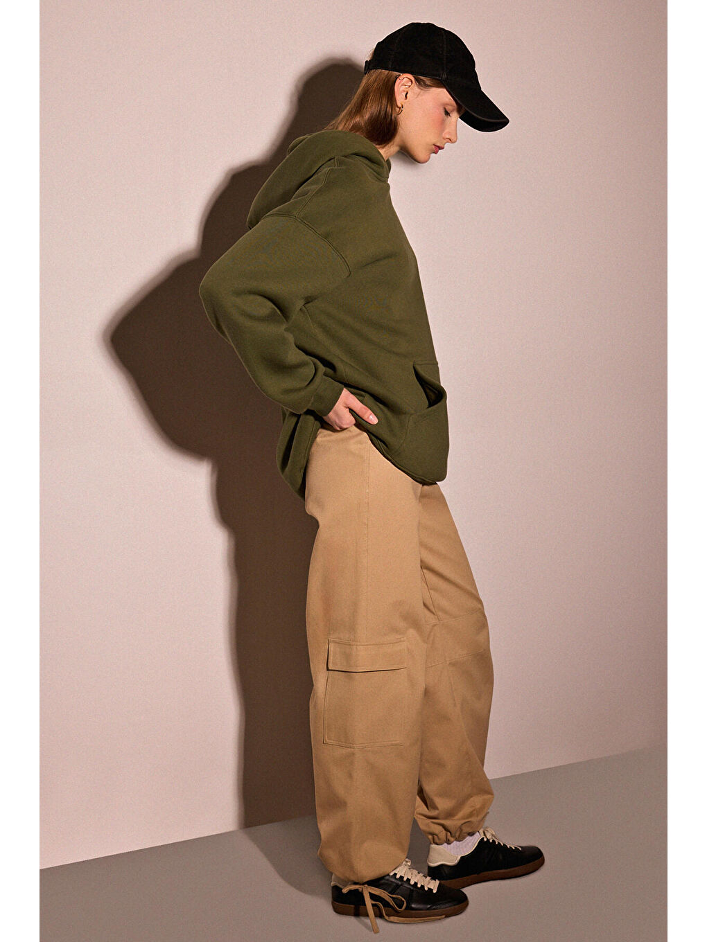 Haki Kapüşonlu Sweatshırt-4