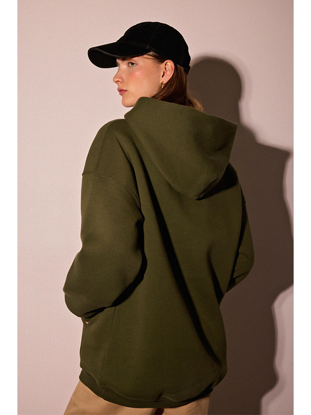 Haki Kapüşonlu Sweatshırt-5