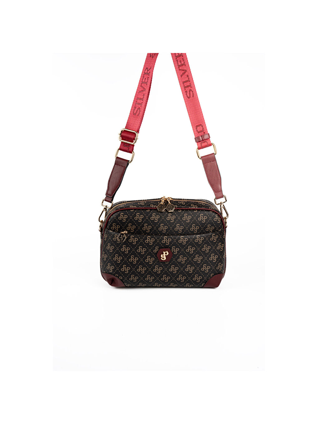 Kahverengi Kadın Çapraz Çanta 1094-48615 SILVER POLO ÇAPRAZ BAYAN ÇANTASI M178 KAHVE SARI-MAT BORDO