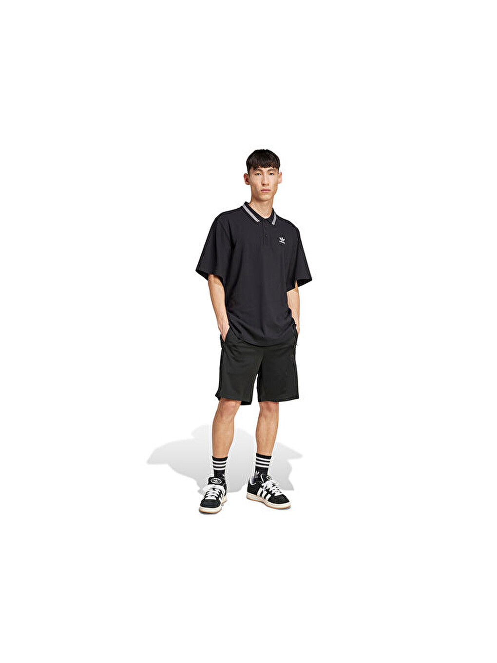 Loose Polo Erkek Günlük Tişört Jw5897 Siyah-2