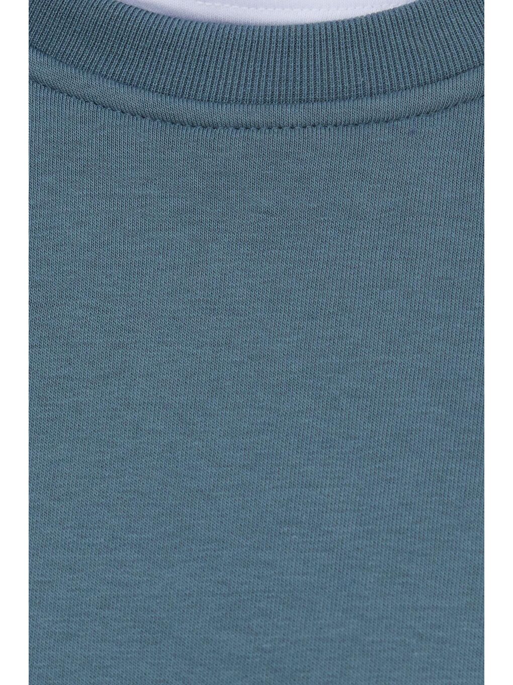 Unisex Relax Fit Rahat Kesim Pamuklu 3 İplik İçi Polarlı Gri Bisiklet Yaka Sweatshirt-5