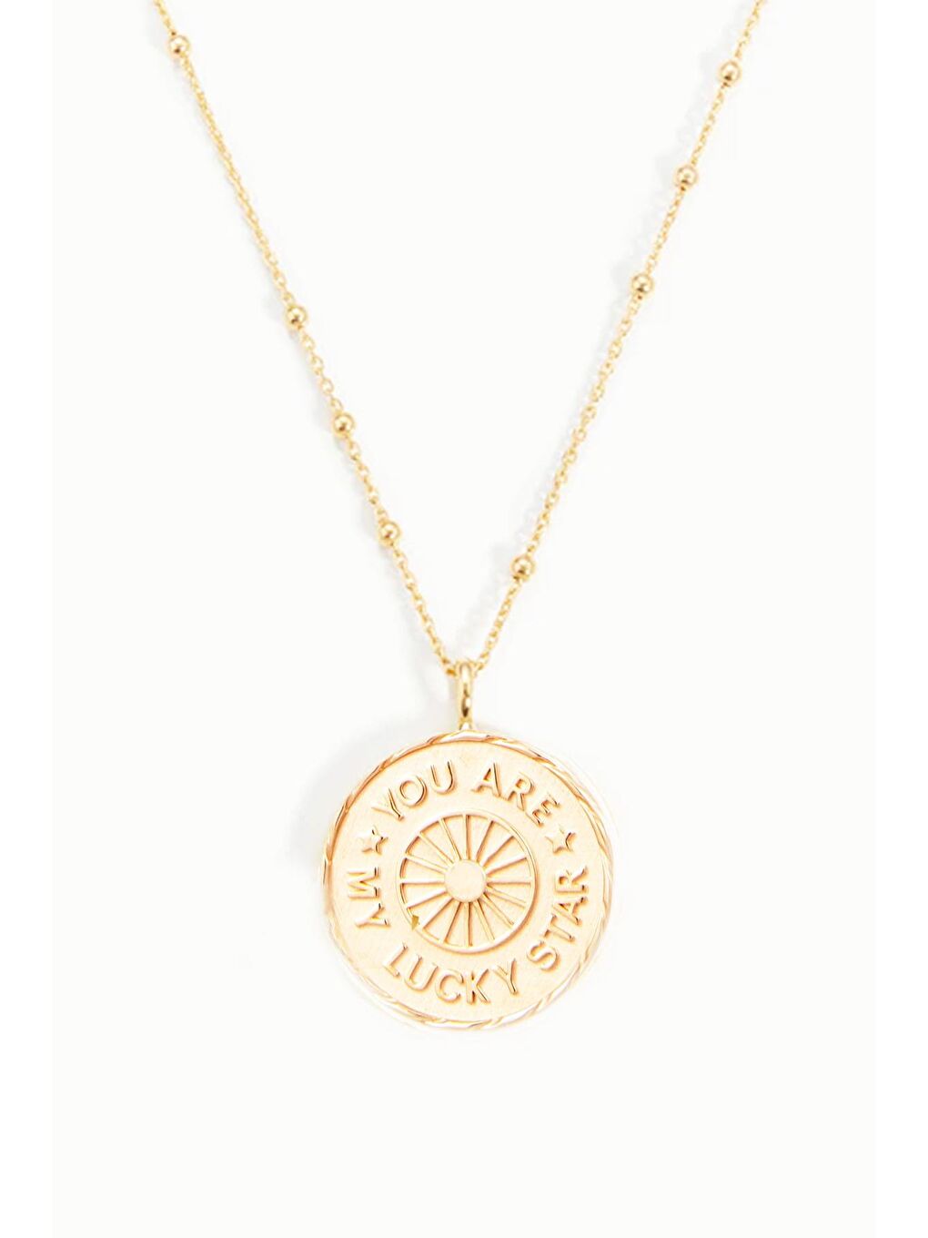 Sarı You Are My Lucky Star Madalyon Zincir Kolye