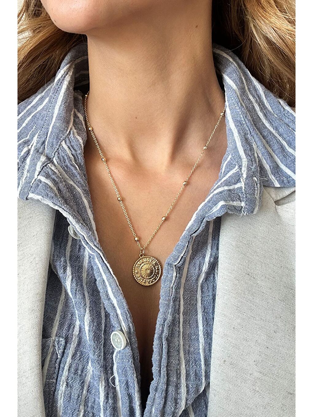 Sarı You Are My Lucky Star Madalyon Zincir Kolye-1