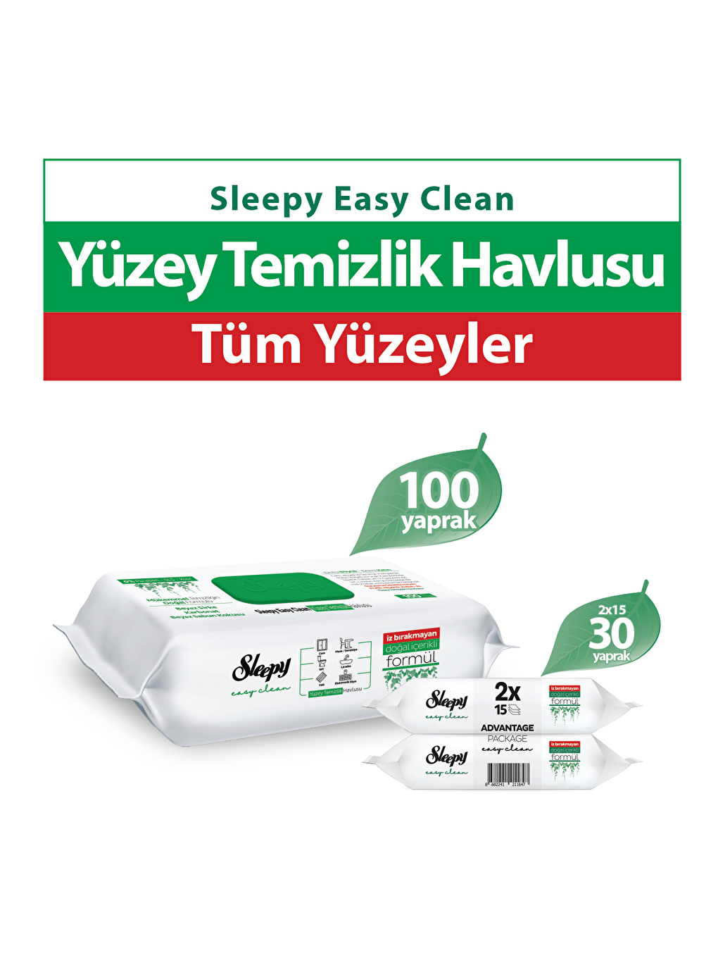 Sleepy Beyaz Easy Clean Yüzey Temizlik Havlusu 100+2x15 (130 Yaprak)