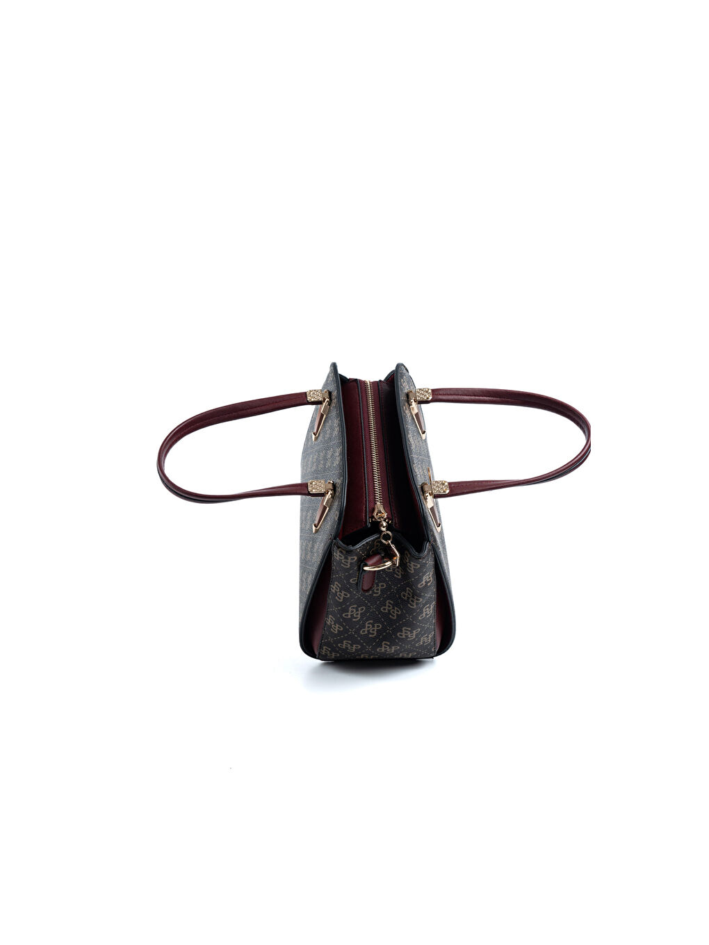 Kahverengi Kadın Omuz Çantası 1136-48261 SILVER POLO BAYAN ÇANTASI M178 KAHVE SARI-MAT BORDO-2