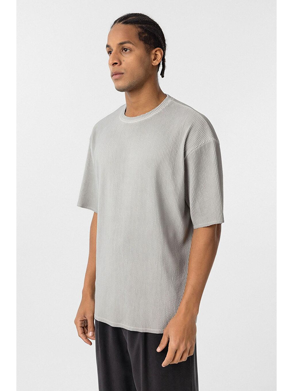 Yıkamalı Ottoman Basic Oversize Tişört Gri-3