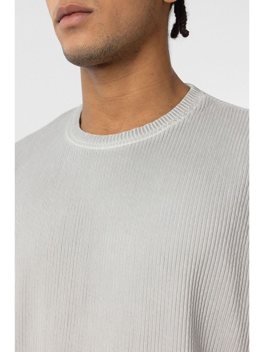 Yıkamalı Ottoman Basic Oversize Tişört Gri-4