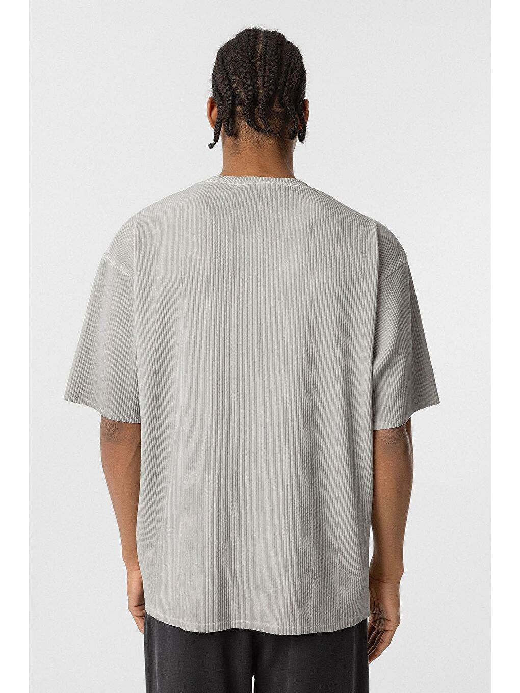 Yıkamalı Ottoman Basic Oversize Tişört Gri-5