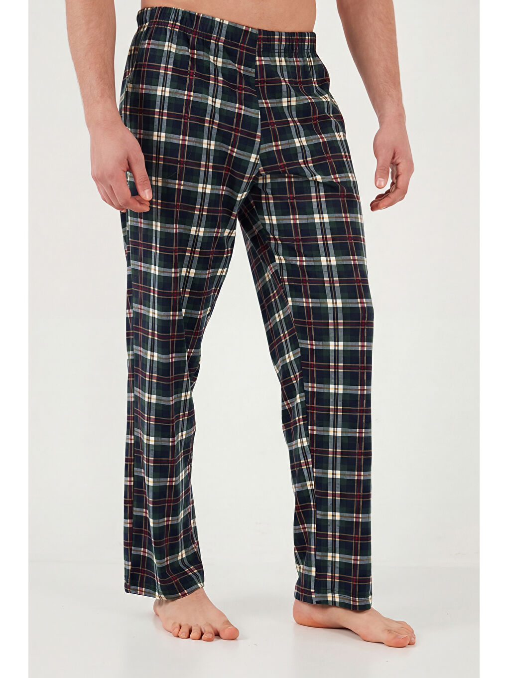 Lacivert Pamuklu Regular Fit Kareli Kısa Kollu Pijama Takımı 6096860-5