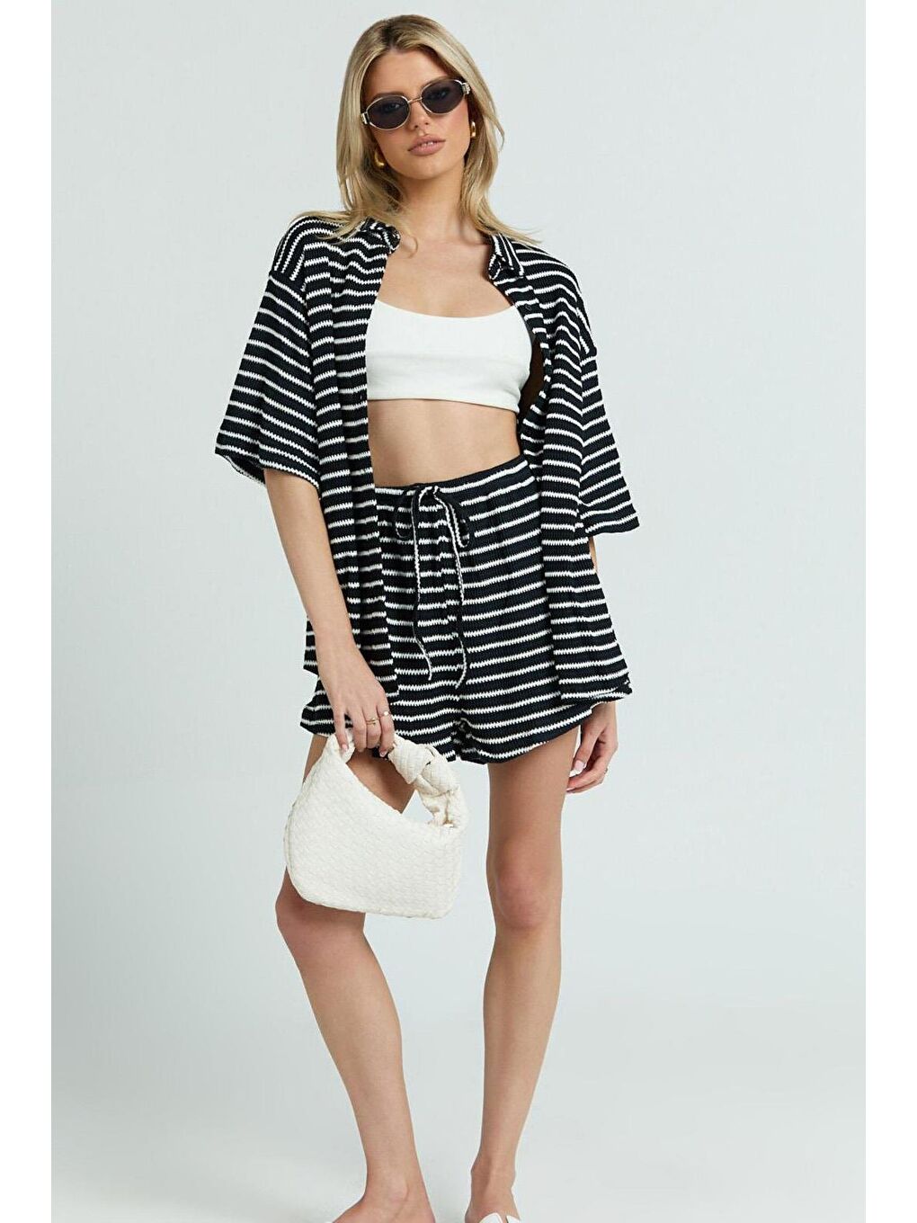 Siyah Kadın Şort Gömlek Takım Mg2328