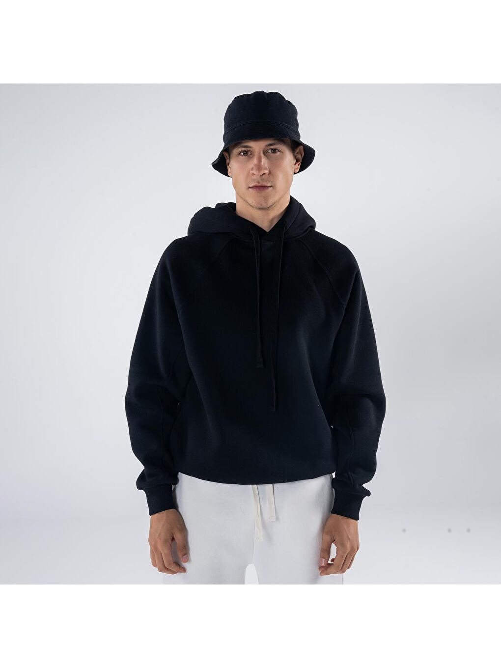 Pina Erkek Siyah Kapüşonlu Oversize Sweatshirt Hoodie