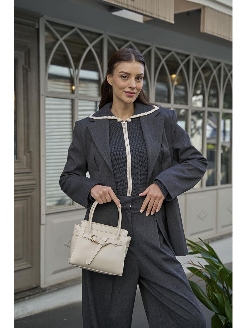 Mini Kemer Detaylı El Ve Omuz Çantası Bej