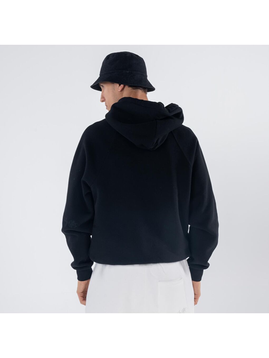 Pina Erkek Siyah Kapüşonlu Oversize Sweatshirt Hoodie-1