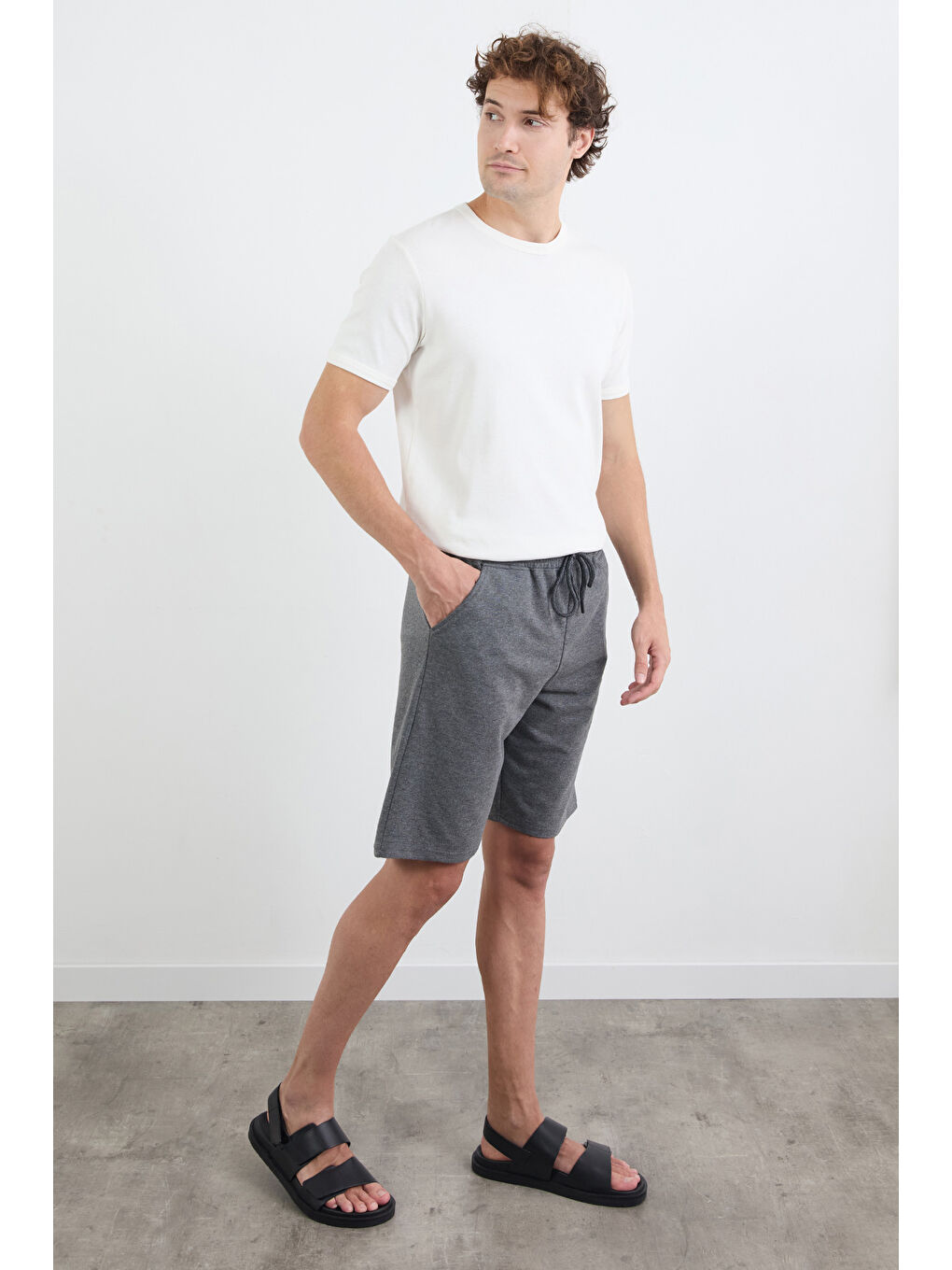 Antrasit Energy Zone Baskılı Çift Cepli Şort-2