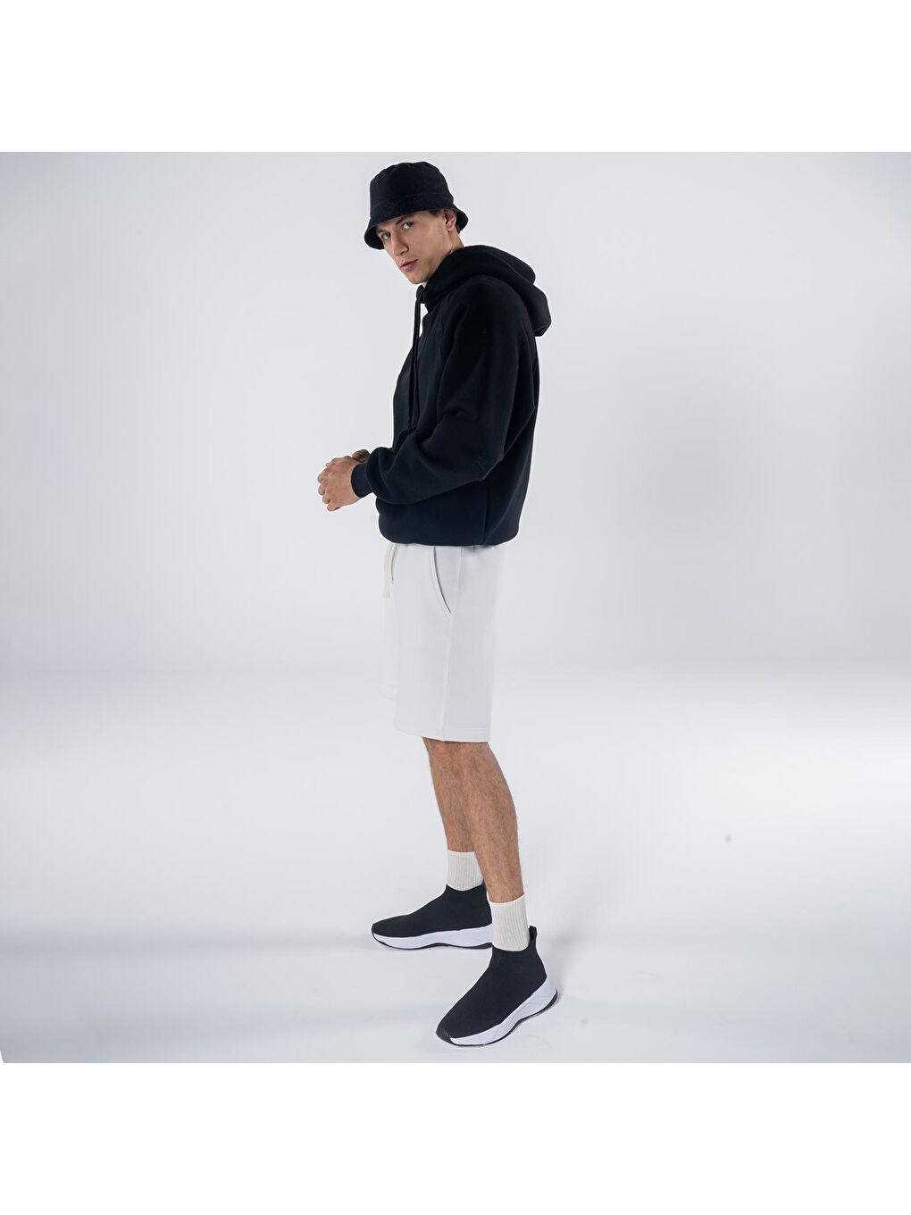 Pina Erkek Siyah Kapüşonlu Oversize Sweatshirt Hoodie-2