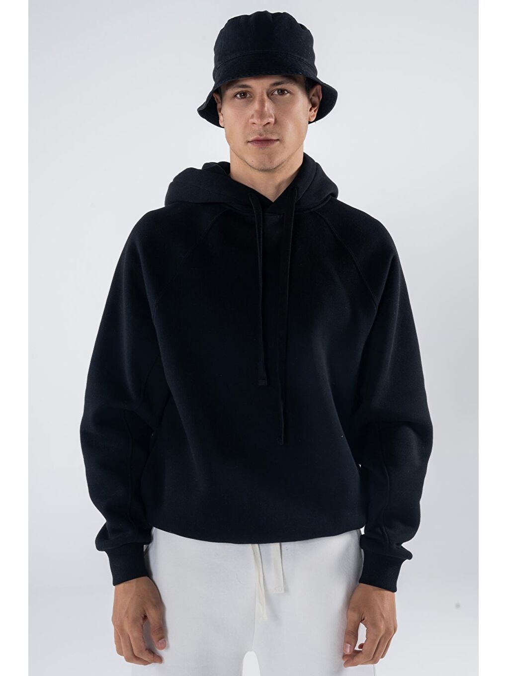 Pina Erkek Siyah Kapüşonlu Oversize Sweatshirt Hoodie-3