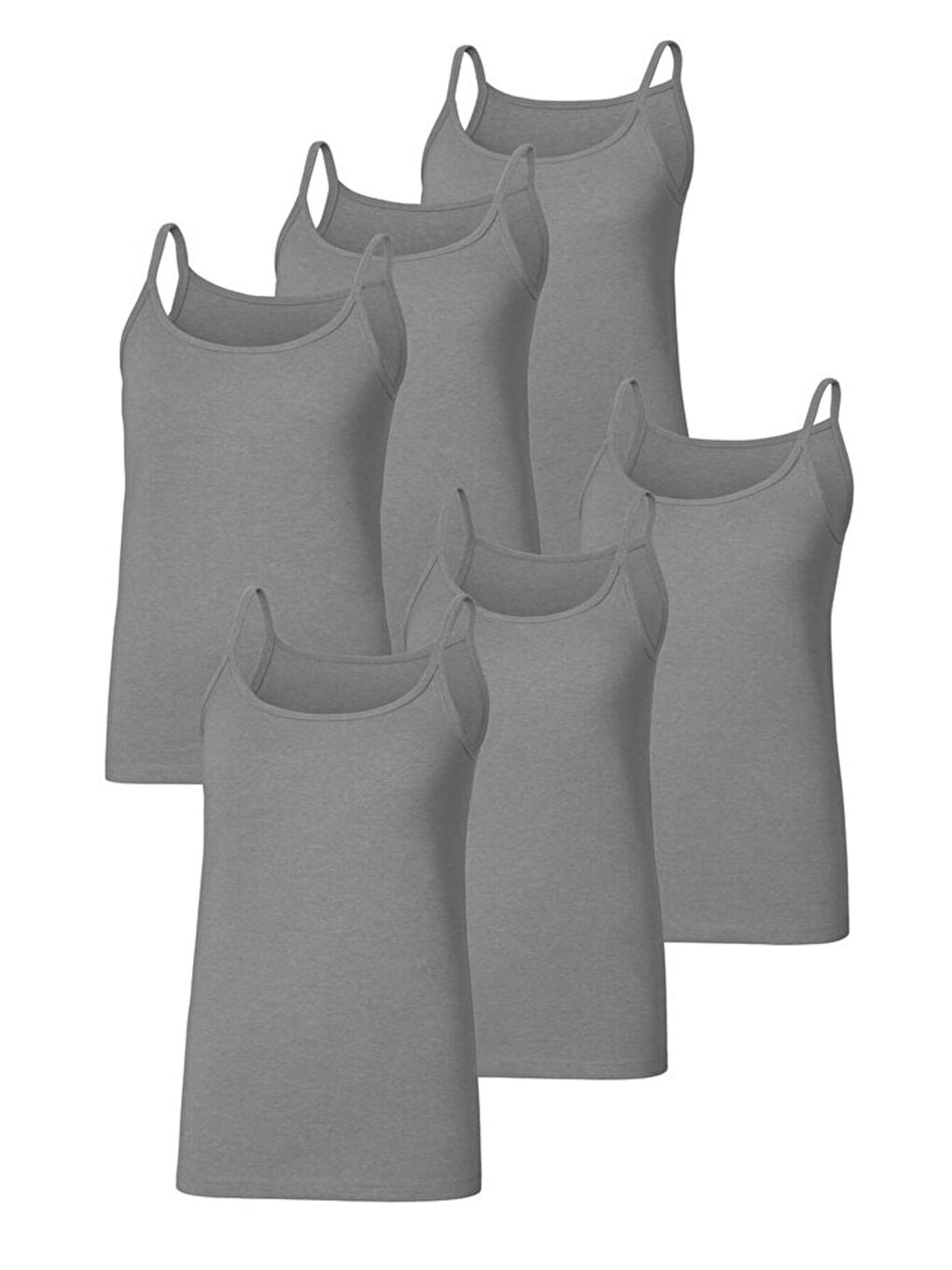 6'lı Kadın Gri %100 Doğal Pamuk İp Askılı Atlet