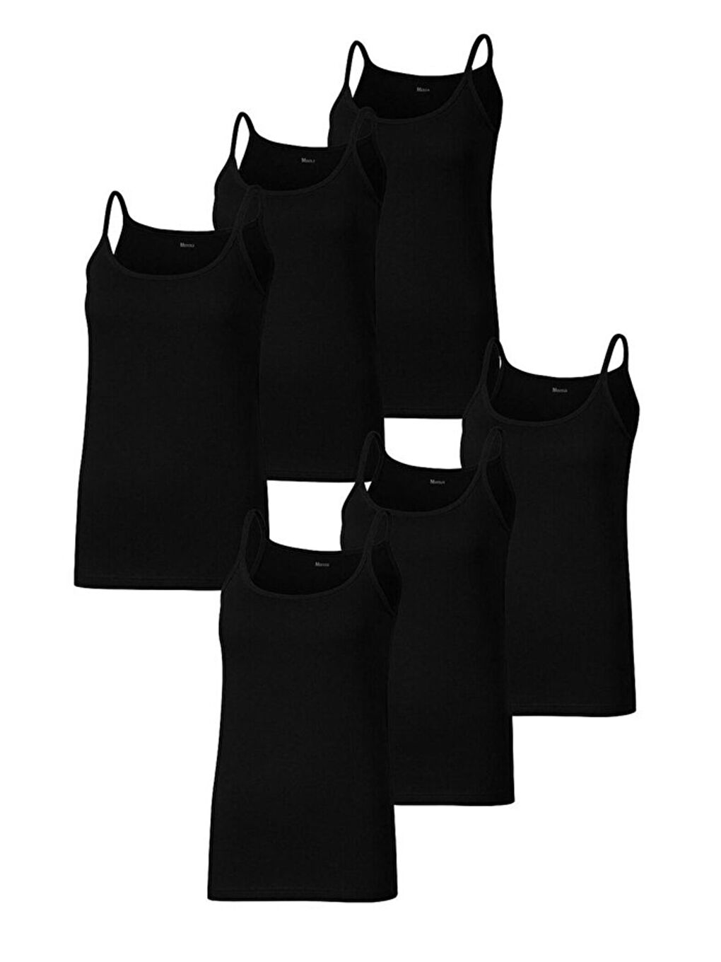 6'lı Kadın Siyah %100 Doğal Pamuk İp Askılı Atlet