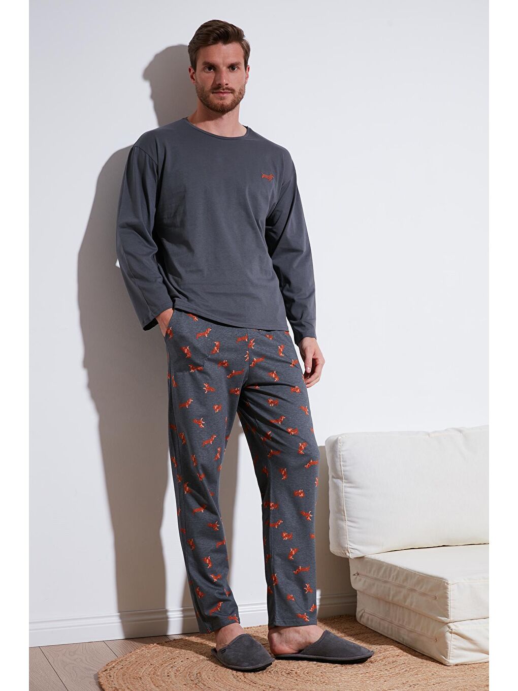 Buratti Antrasit Pamuklu Regular Fit Uzun Kollu Pijama Takımı 6572013 - 1