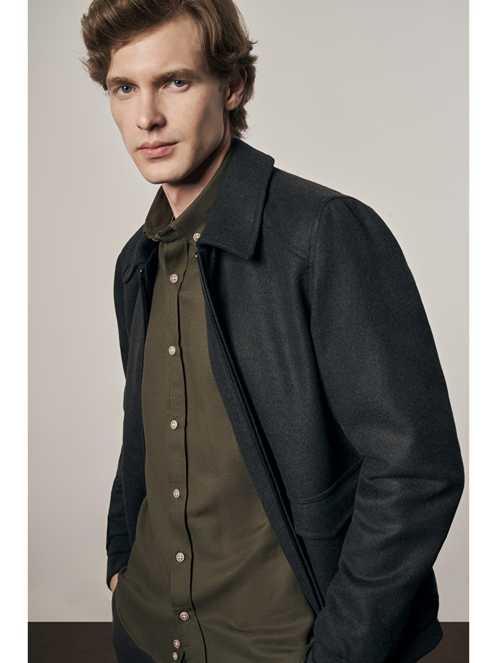 Antrasit Gömlek Yaka Casual Slim Fit Esnek Mont 1007255122