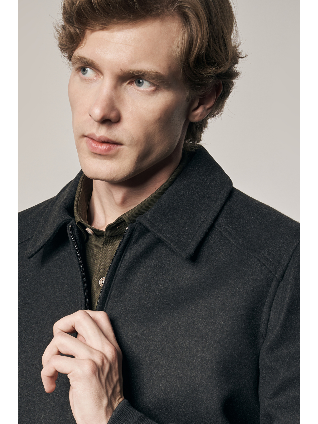 Antrasit Gömlek Yaka Casual Slim Fit Esnek Mont 1007255122-1