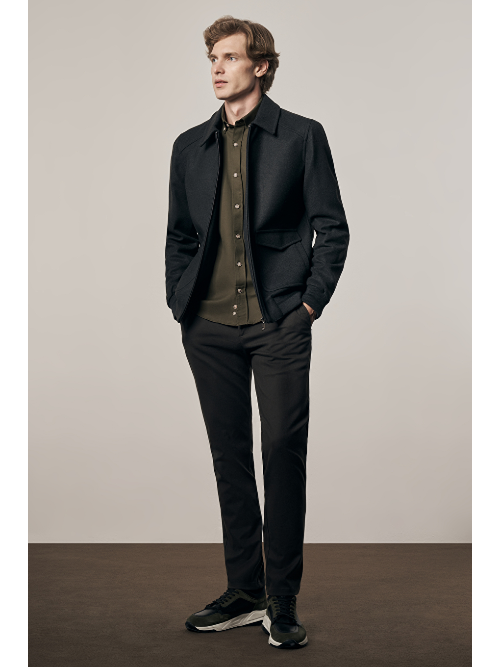 Antrasit Gömlek Yaka Casual Slim Fit Esnek Mont 1007255122-2