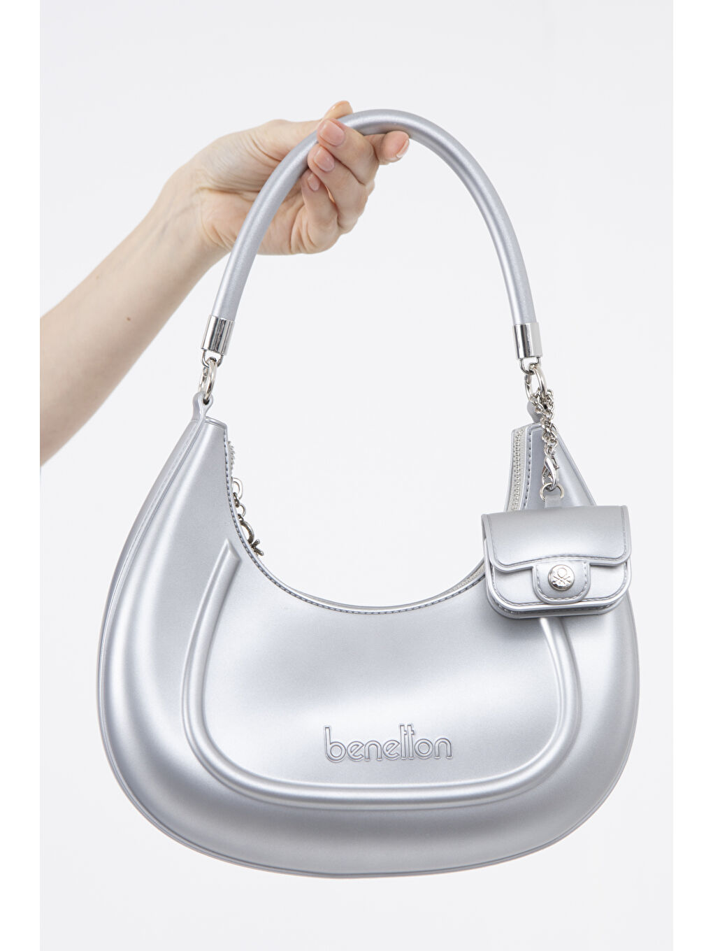 Gri Kadin Kol Çantasi Gümüş BNT1451-3