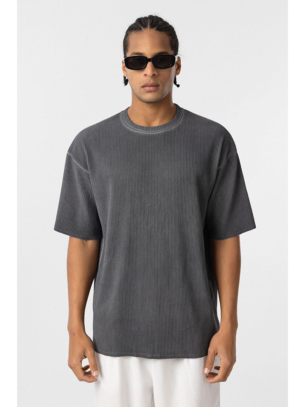 Yıkamalı Ottoman Basic Oversize Tişört Siyah-2