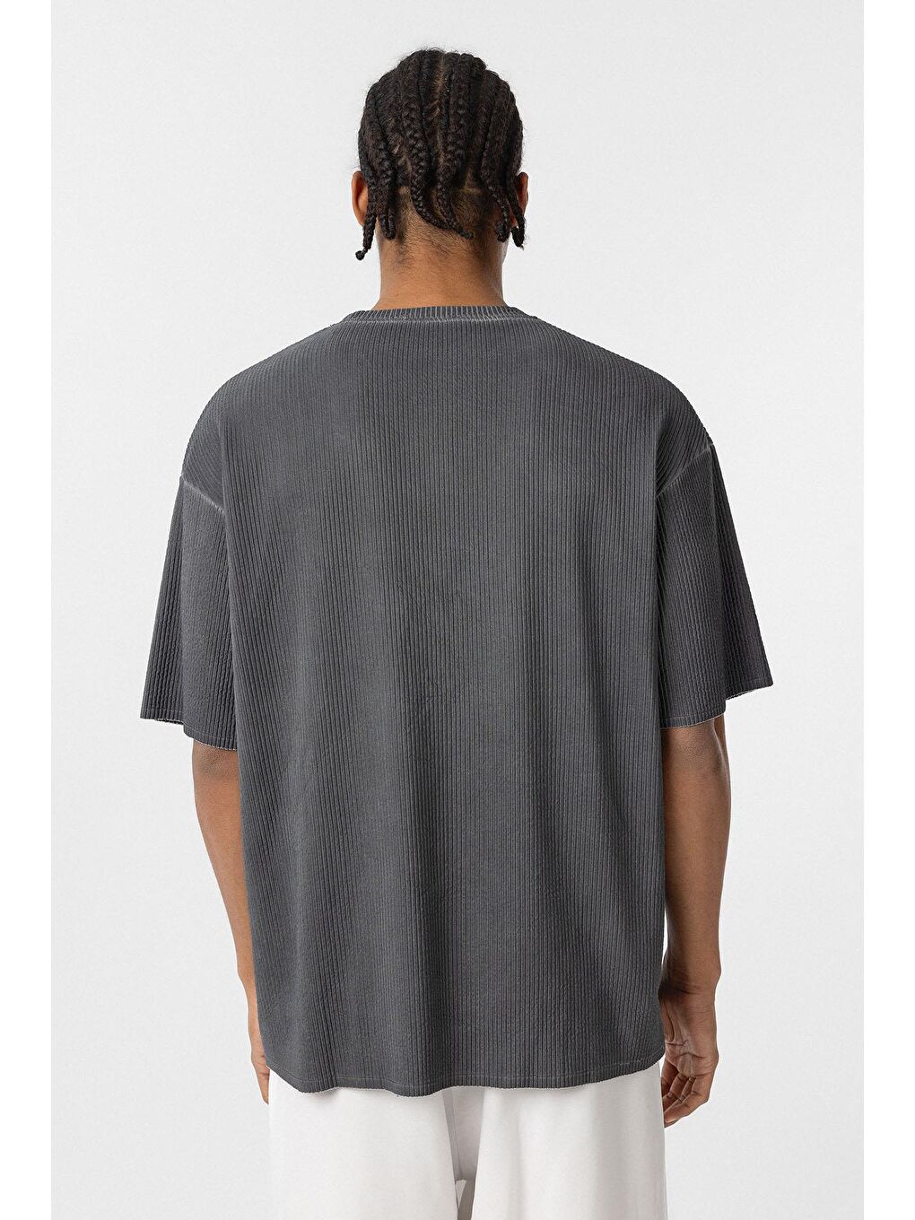 Yıkamalı Ottoman Basic Oversize Tişört Siyah-3