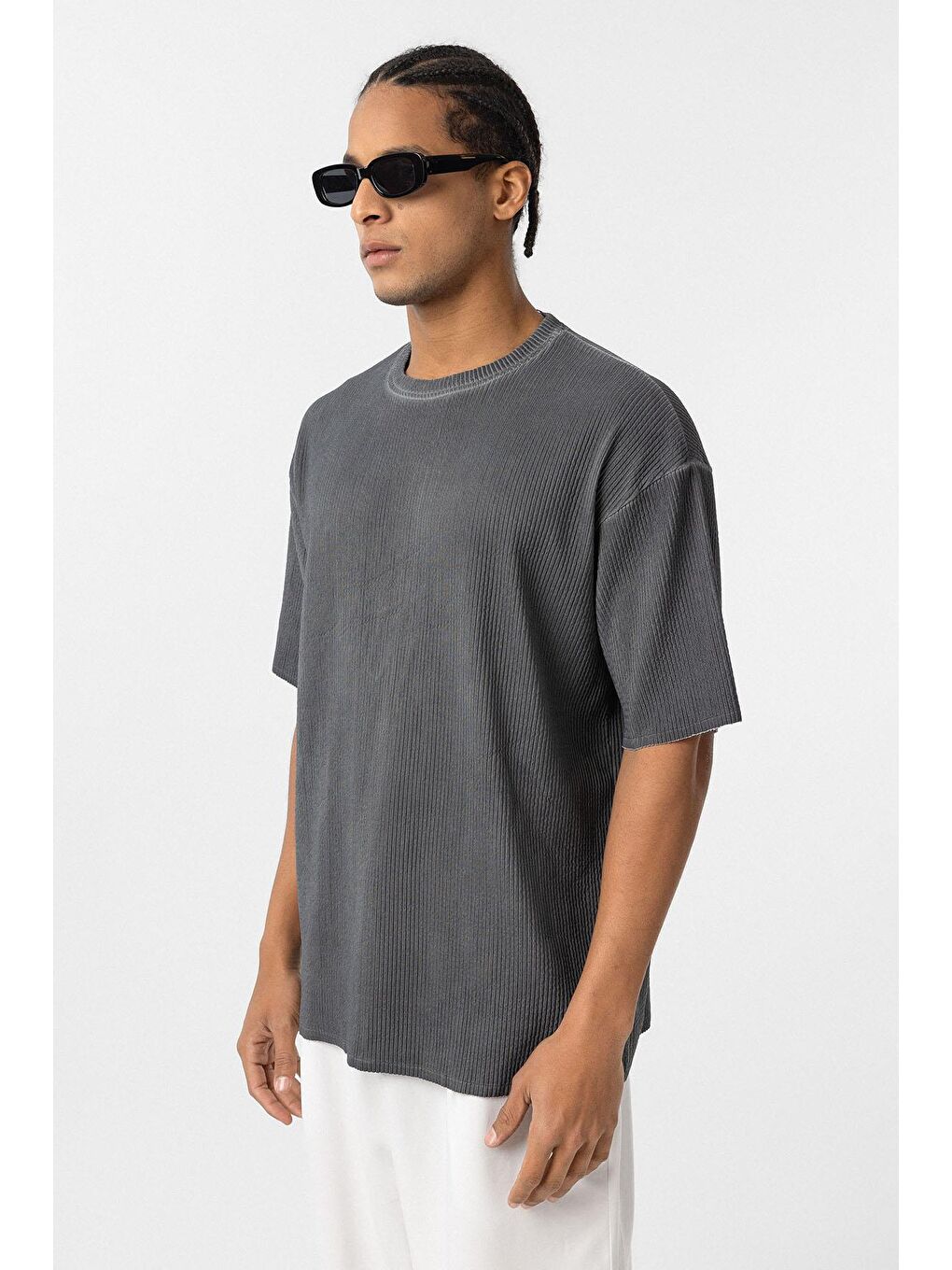 Yıkamalı Ottoman Basic Oversize Tişört Siyah-4