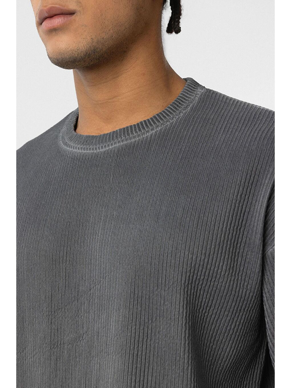 Yıkamalı Ottoman Basic Oversize Tişört Siyah-5