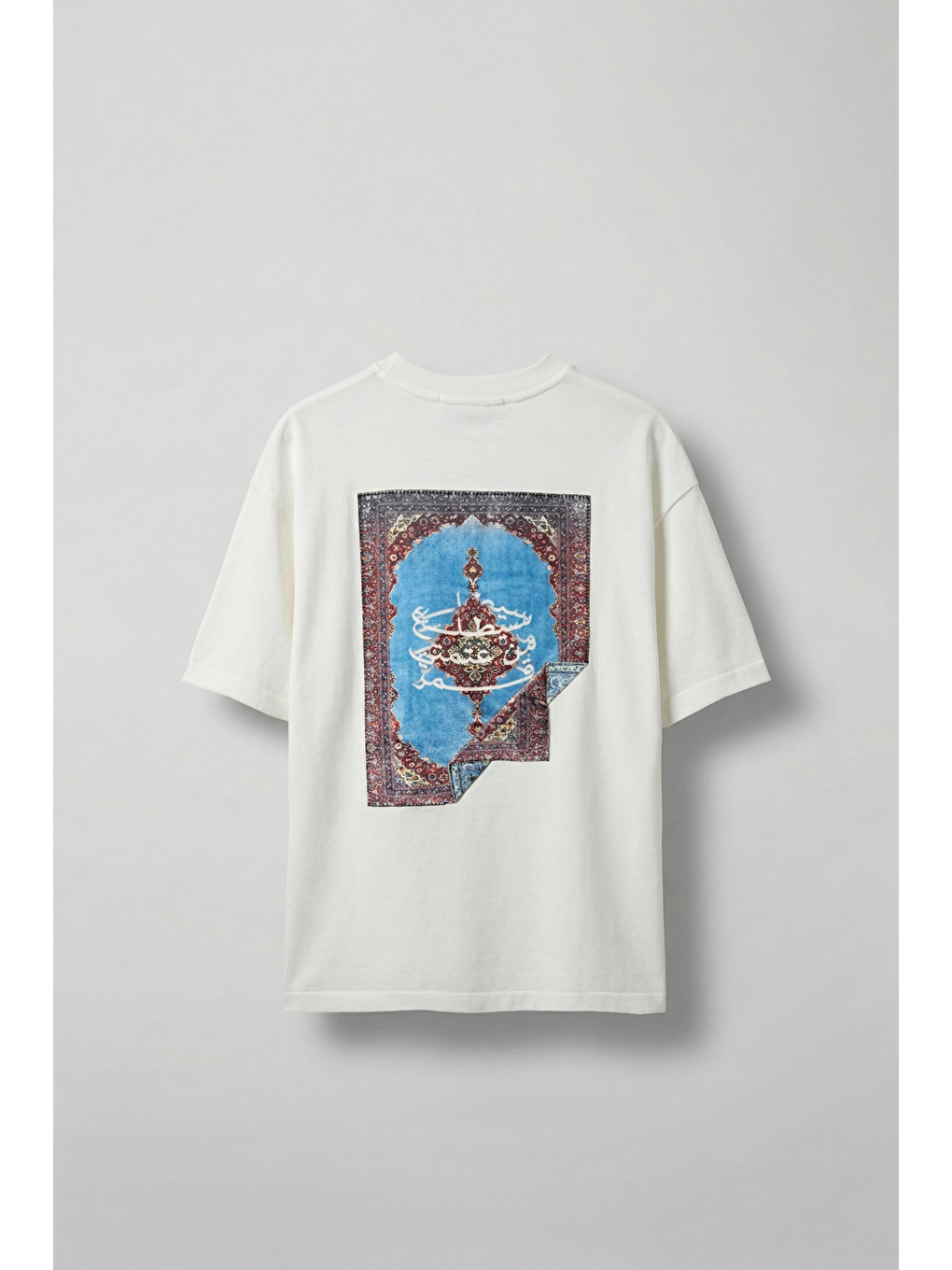 Erkek Sırtı Yamalı Oversize T-Shirt Beyaz