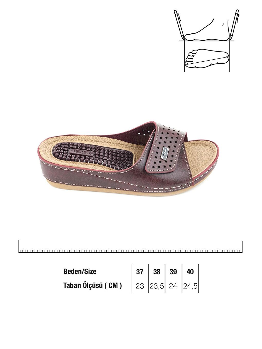 Bordo Yazlık Kadın Masaj Taban Terlik-1
