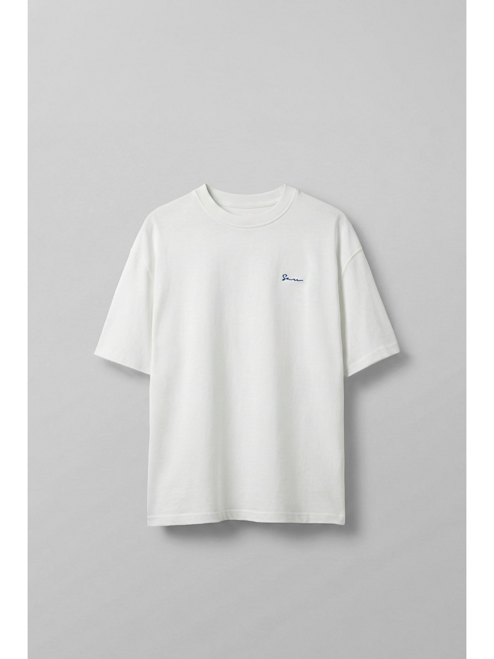 Erkek Sırtı Yamalı Oversize T-Shirt Beyaz-1