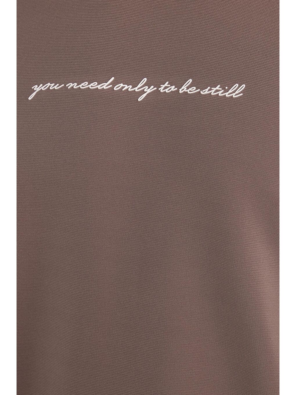 Ekru Erkek Standart Fit Pamuklu Bisiklet Yaka Şardonlu Baskılı Açık Kahverengi Sweatshirt-2