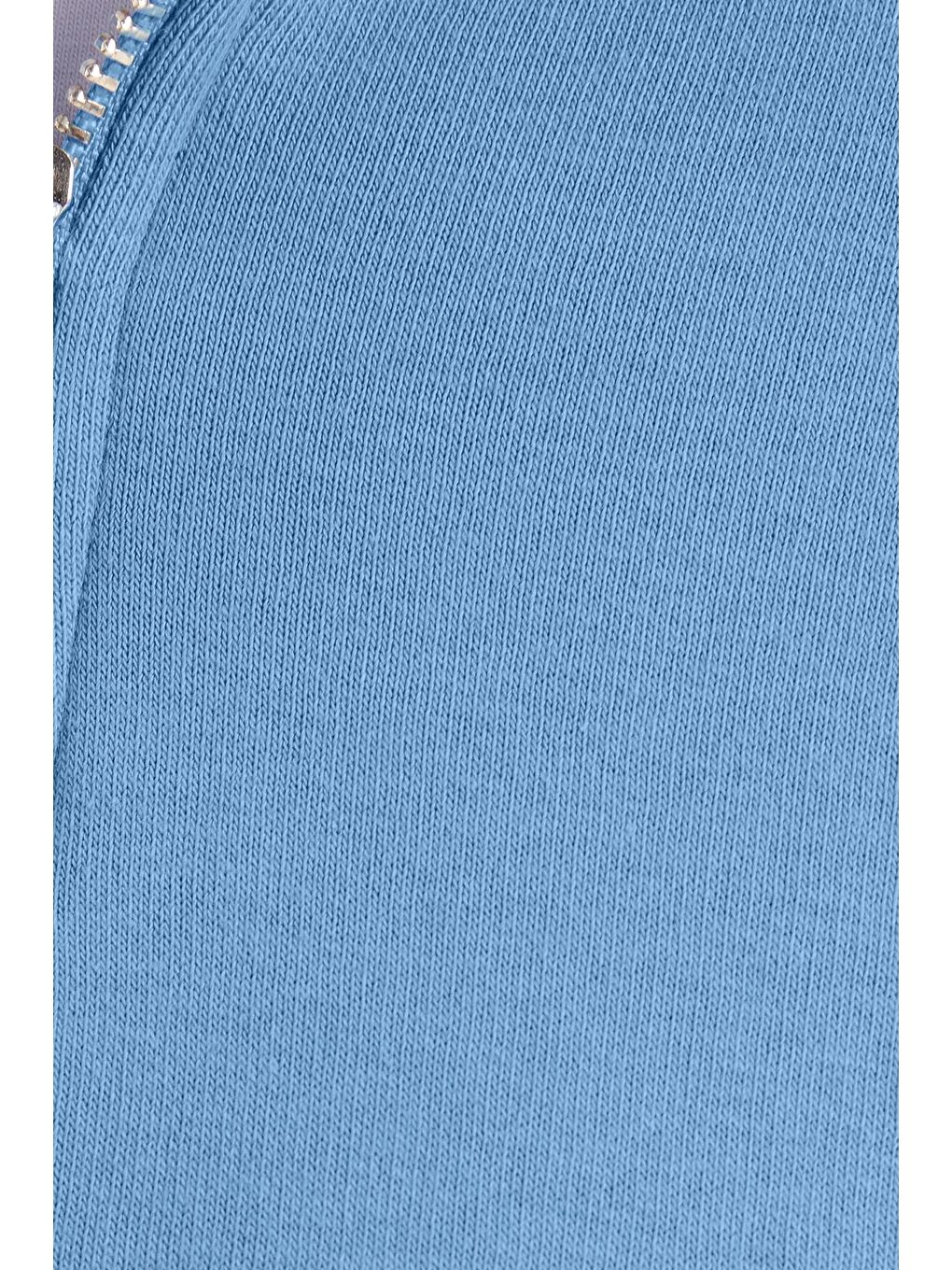Unisex Relax Fit Rahat Kesim Pamuklu İçi Polarlı Yarım Fermuarlı Mavi Dik Yaka Sweatshirt-5