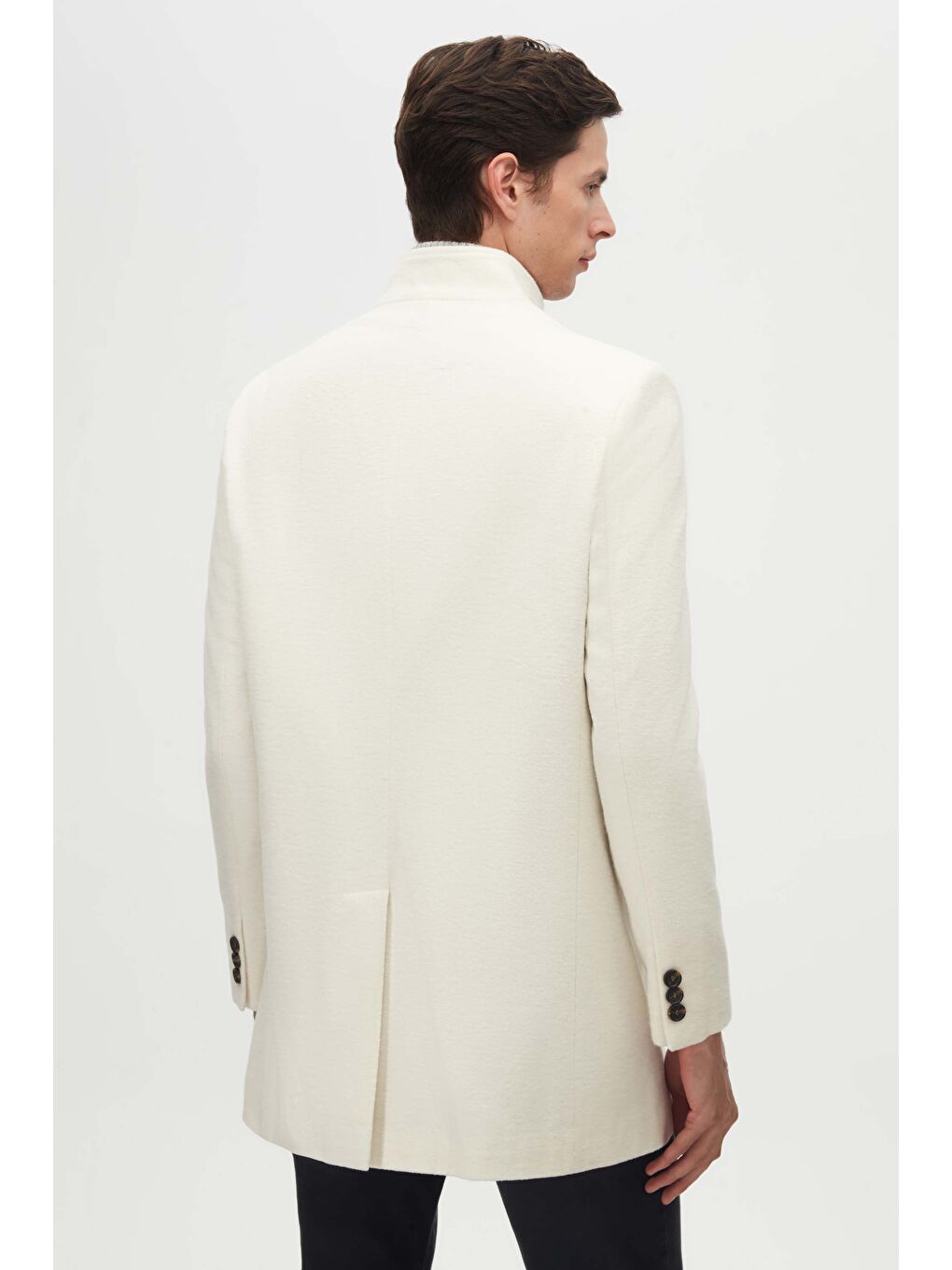 Regular Fit Ekru Hakim Yaka Kaşe Kaban-5