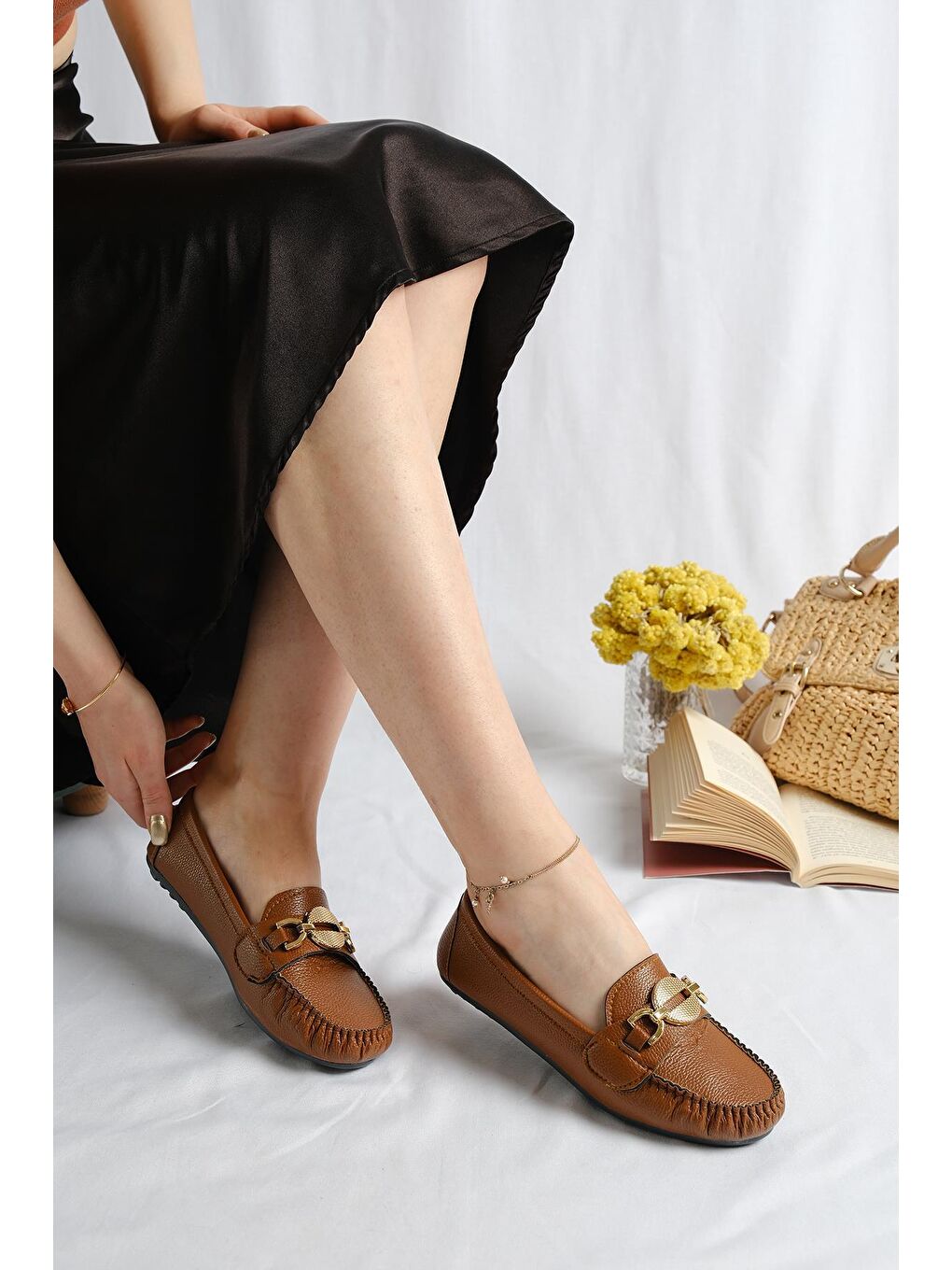 Kahverengi Milena Toka Detaylı Comfort Kadın Babet-1